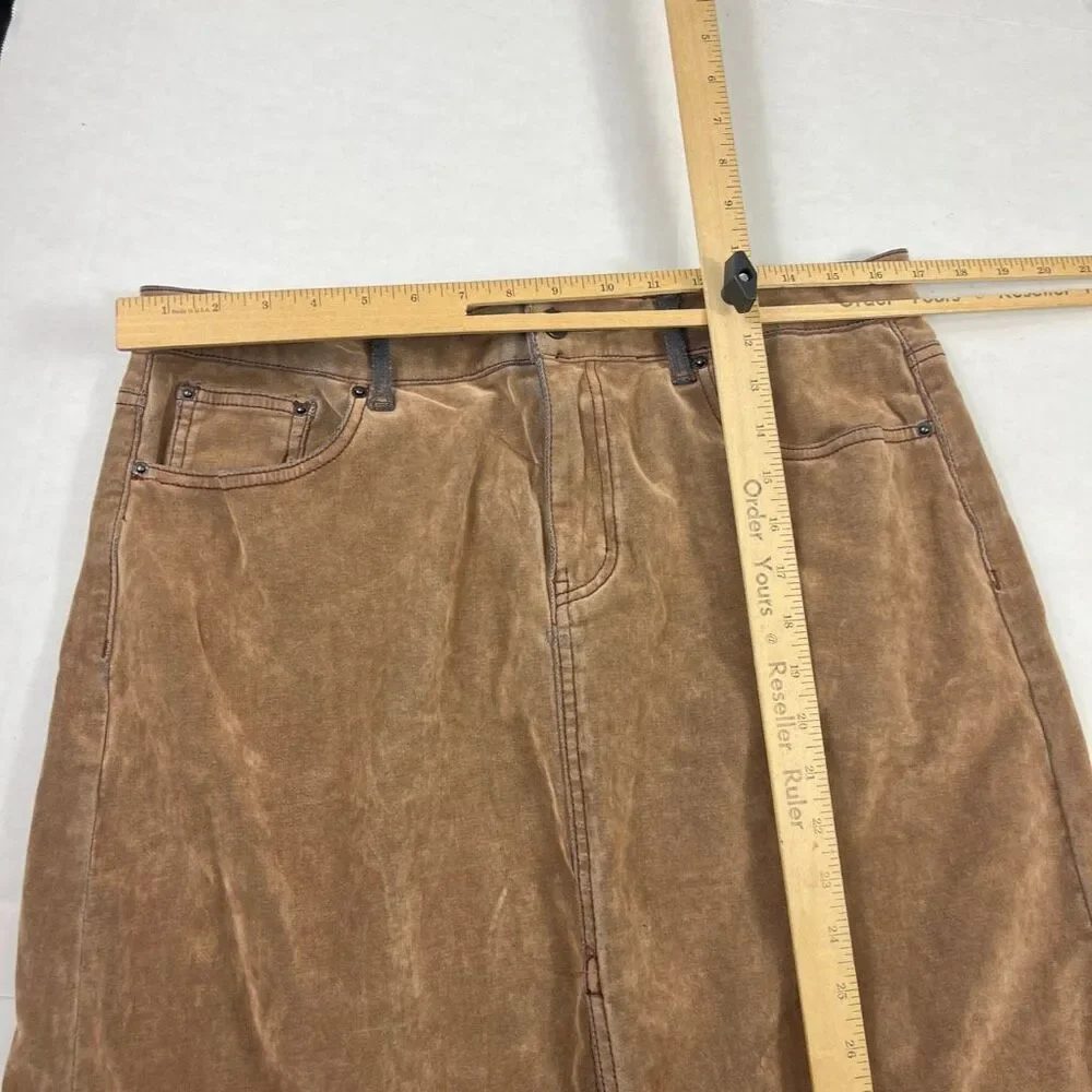 BDG Urban Outfitters Faux Suede Maxi Skirt 70s Brown Boho Casual Retroc Chic L - Picture 6 of 12